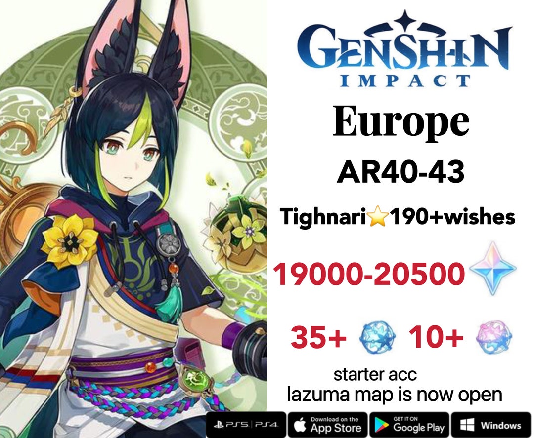 Tighnari/eu/190wishes//ar40-43/genshin Impact Account - Etsy
