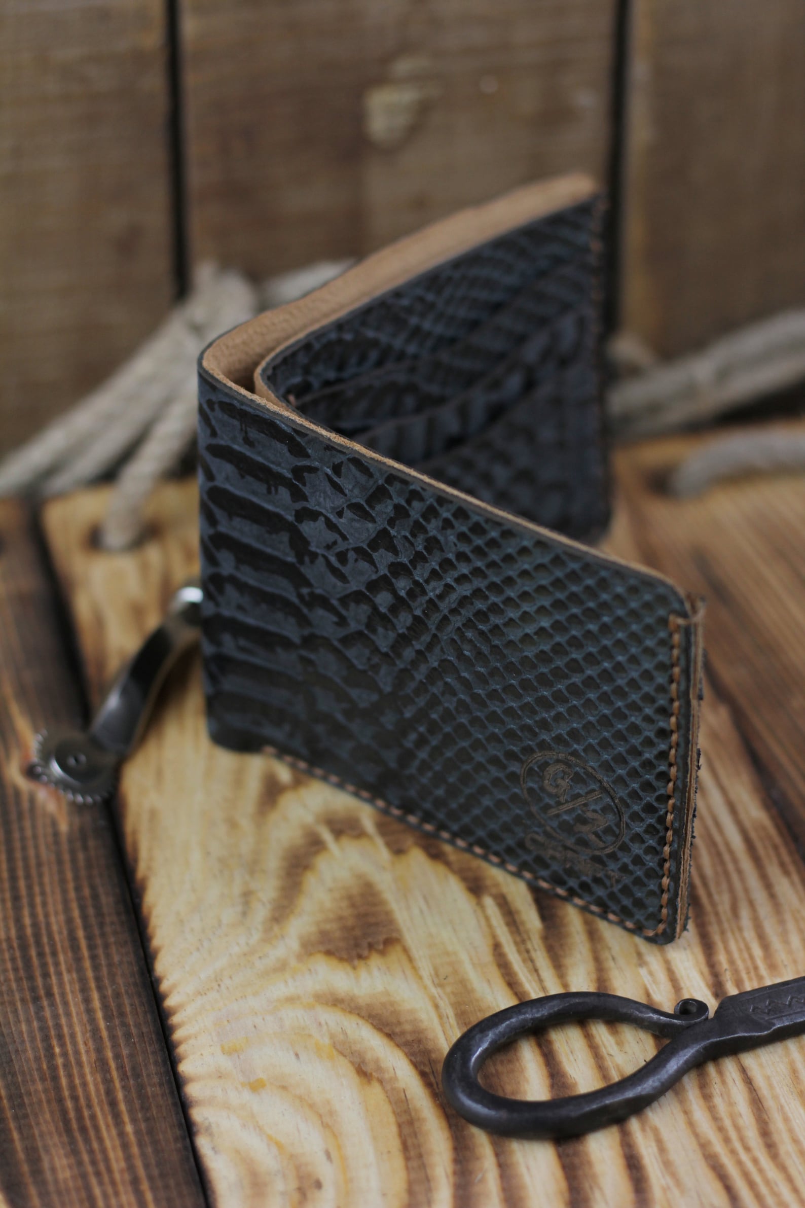 Genuine Calfskin Leather Black Wallet for Mens Handmade Etsy