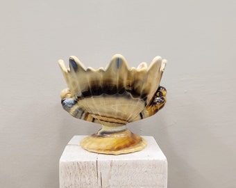 Art Deco Glass Bowl | Vintage STS Abel Zagreb | Pressed Glass Bowl | Two Pigeons - Handle Details | Yugoslavia | 30s |