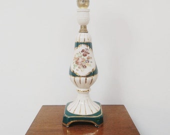 Ceramic Accent Lamp | Vintage Lamp | Floral Motifs | Beside Lamp | Table Lamp | 40s |