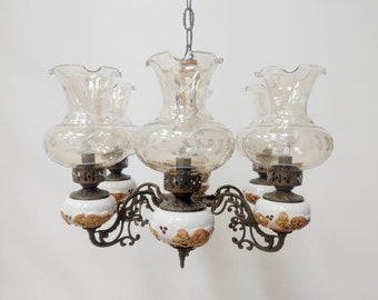 Antique Capodimonte Style Chandelier | Hand-painted Porcelain | Luxurious Porcelain Chandelier | Six Arm Chandelier | Italy | 30s |