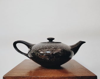 Mid-century modern Teapot | Ceramic Teapot | Low Teapot | Black |