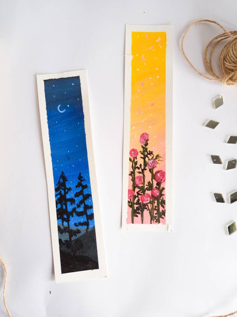 Water Color Bookmarks Handpainted Bookmarksnature Bookmarks Etsy