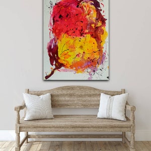 Abstract Canvas Orignal painting -Red Yellow  Acrylic Colours