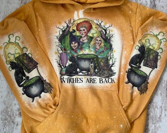 hocus pocus bleached hoodie, the witches are back, halloween bleached hoodie, hocus pocus