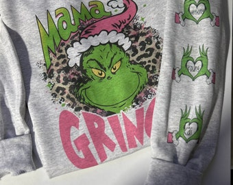 Custom Mama Christmas sweatshirt, custom mama sweatshirt, christmas sweatshirt,  mama sweatshirt