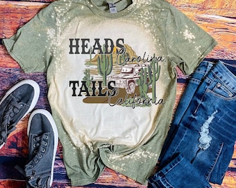 heads Carolina Tails California|country music bleached shirt| you cant buy happiness| country music lyrics shirt| country music shirt
