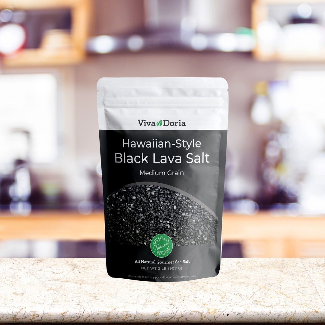 Viva Doria Hawaiian Black Lava Sea Salt - Fine Grain Volcanic Salt In 5 Oz Glass Jar
