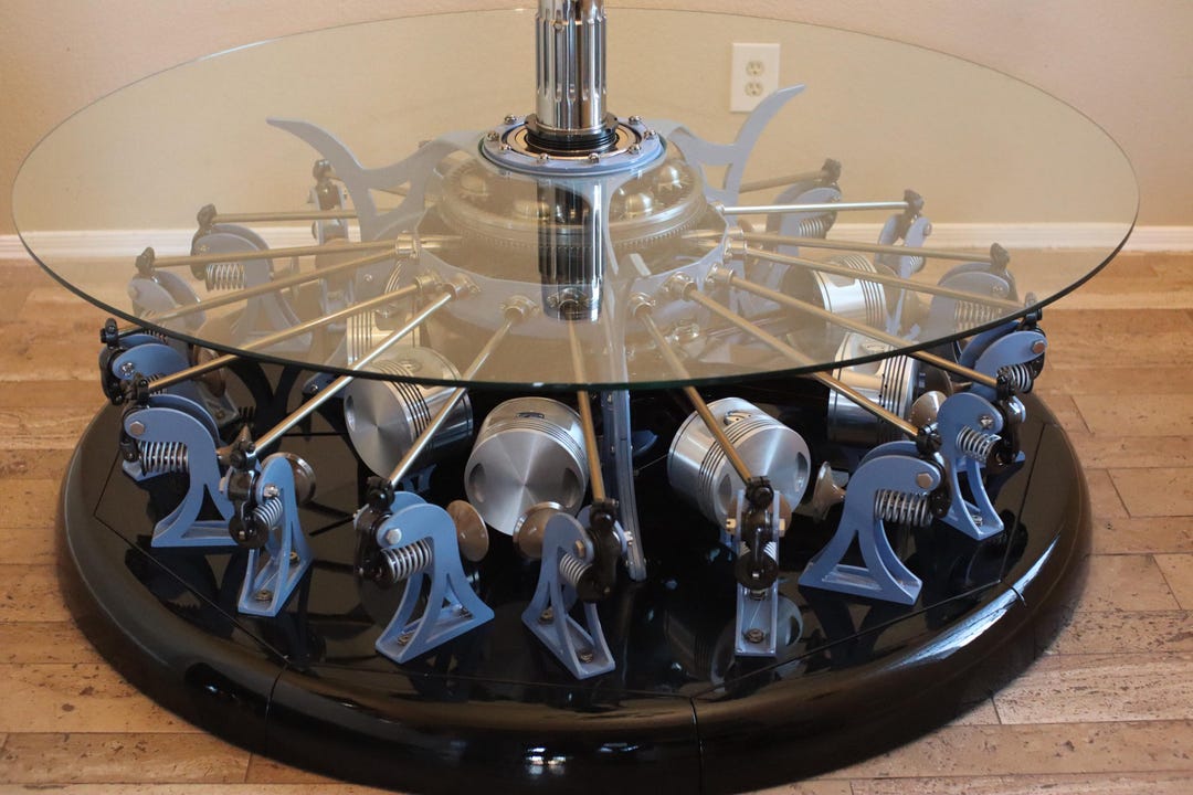 Cyclinder Engine Table Nine Cylinder Radial Engine Table Kinetic Sculpture Luxury Art - Etsy