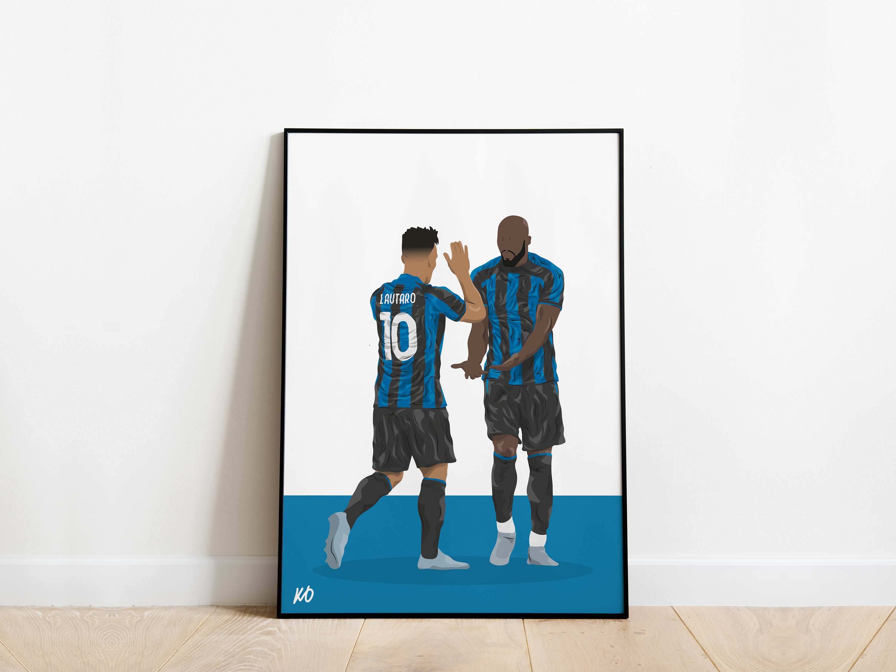 Romelu Lukaku, Lautaro Martinez Inter Milan Icon Football Poster Stampa A3  / A4 / A5 Arte da parete, Ufficio, Camera da letto -  Italia