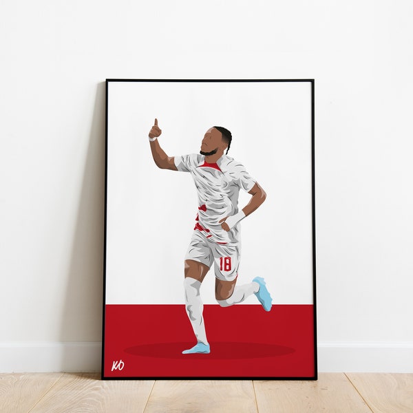 Christopher Nkunku RB Leipzig Football Poster Print A3 / A4 / A5 Wall Art, Office, Bedroom