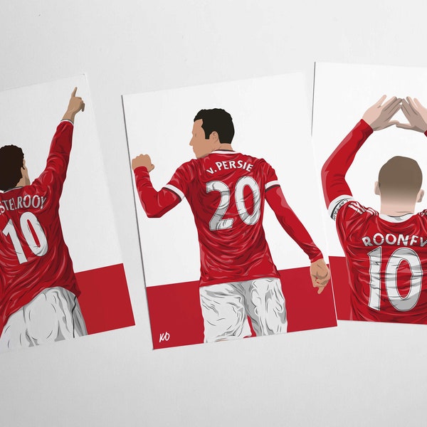 Ruud van Nistelrooy, Robin van Persie, Wayne Rooney Manchester United Bundle, 3x A4 Posters