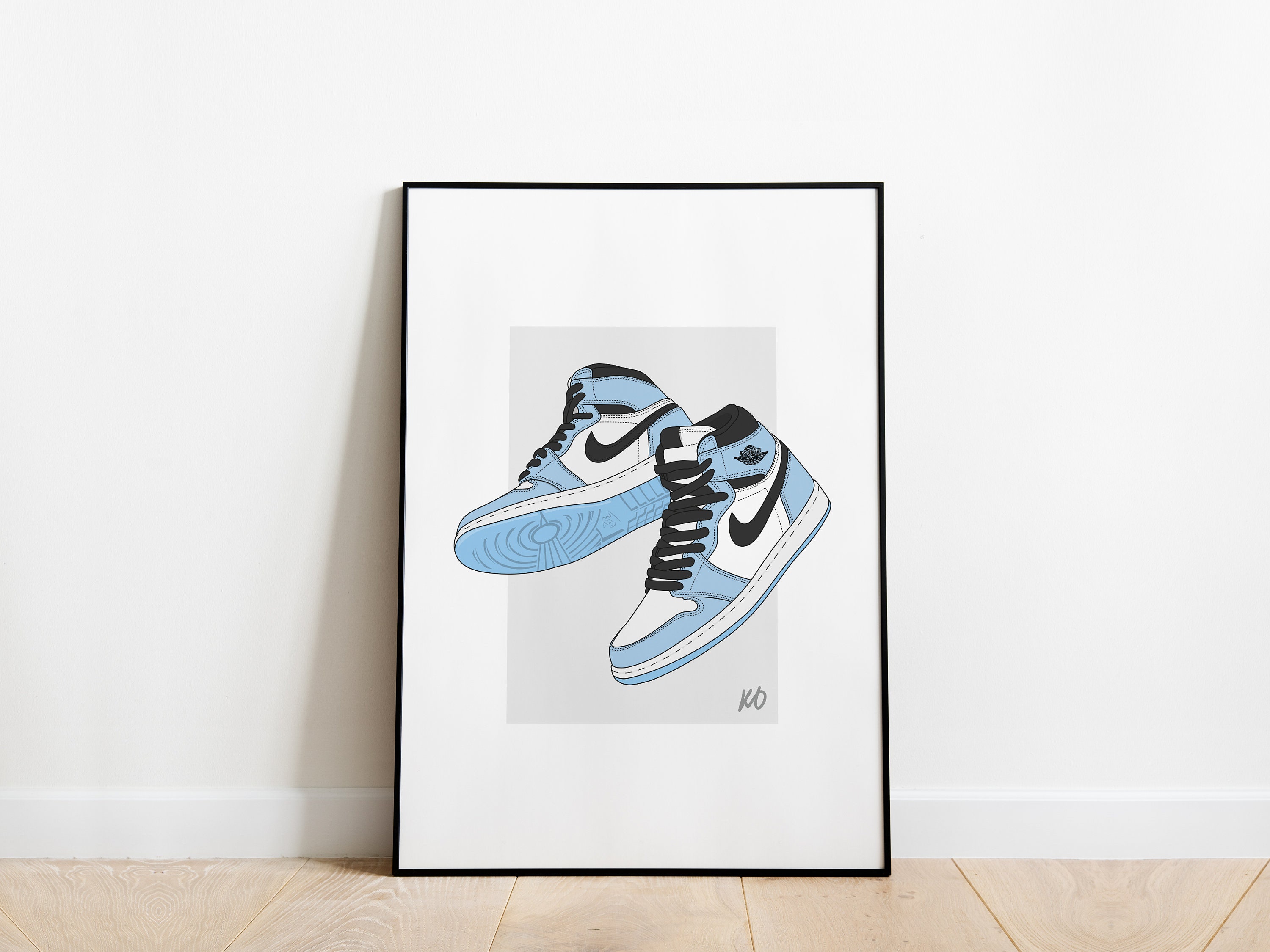 This is a custom design sneaker poster of an original concept created by  myself, a collaboration of Air Jordan 1 wi…