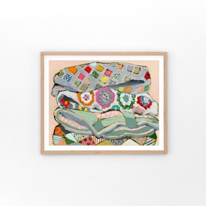 Everyday Use-Fine Art Print, Giclée Art Print, housewarming gift, quilt lover art, original art, quilt stack, whimsical artwork, grandmacore