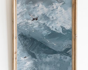 Original Jonah and the Whale Painting, Bible Wall Art
