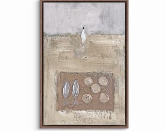 Jésus nourrissant 5000 oeuvres d'art, peinture chrétienne neutre, miracle de la Bible