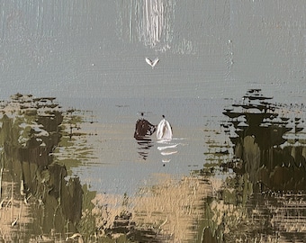 Jesus and John the Baptist Original christian painting in Neutral Tones, christian modern art