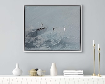 Jesus and Peter Painting, Walk on Water, Minimalist Bible Art