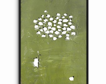Jesus leaves the 99 painted original christian painting, Good shepherd minimalist art, hand painted artwork