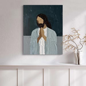 Jesus painting, Jesus prays, christian home decor, custom bible art, oil painting, Original painting