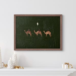 Krippe abstrakte Kunst, original christliche Malerei in neutralen Tönen, minimalistische christliche moderne Kunst