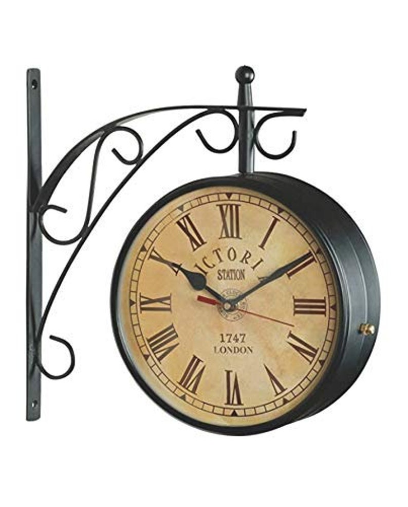 Wall Clock Station Wall Clock Double Sided Victorian Wall Etsy
