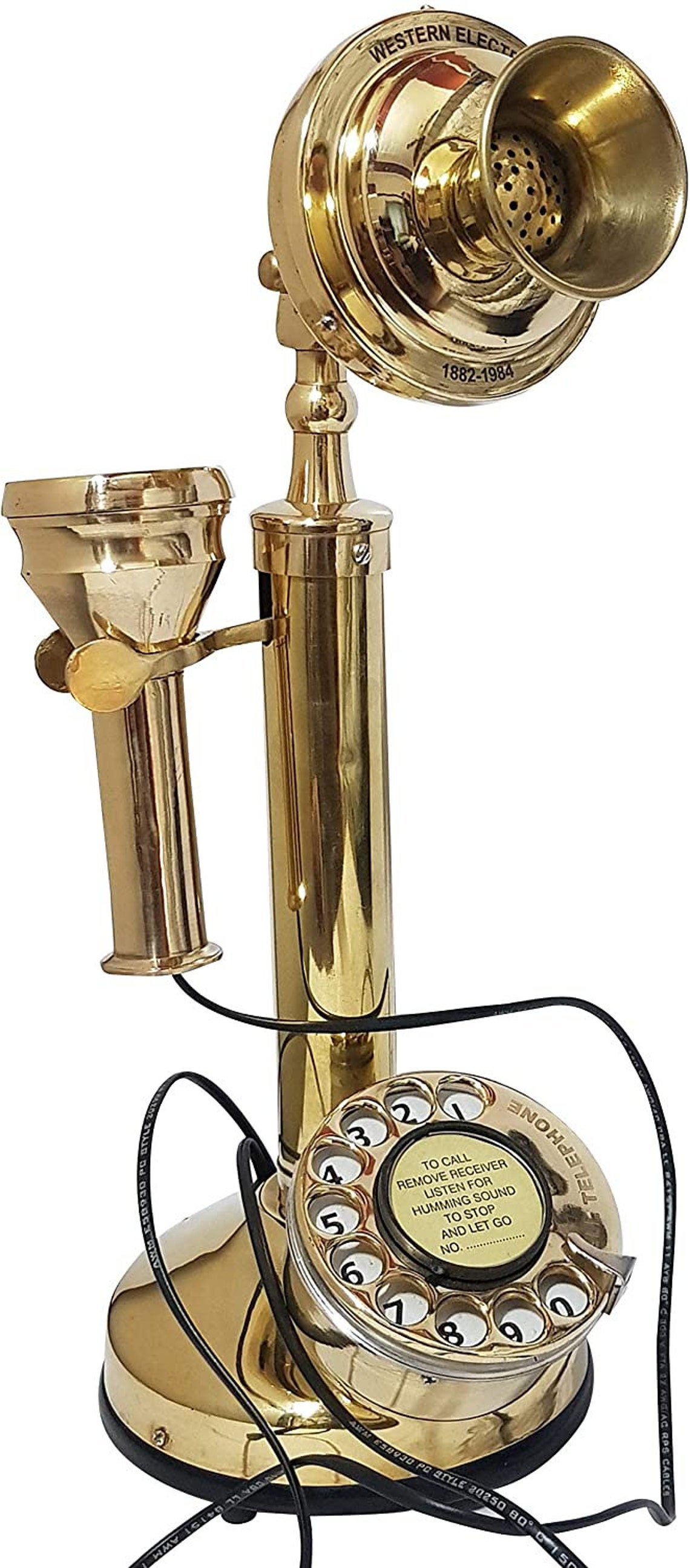 Vintage Style Candlestick Telephone Brass Antique Candlestick Etsy