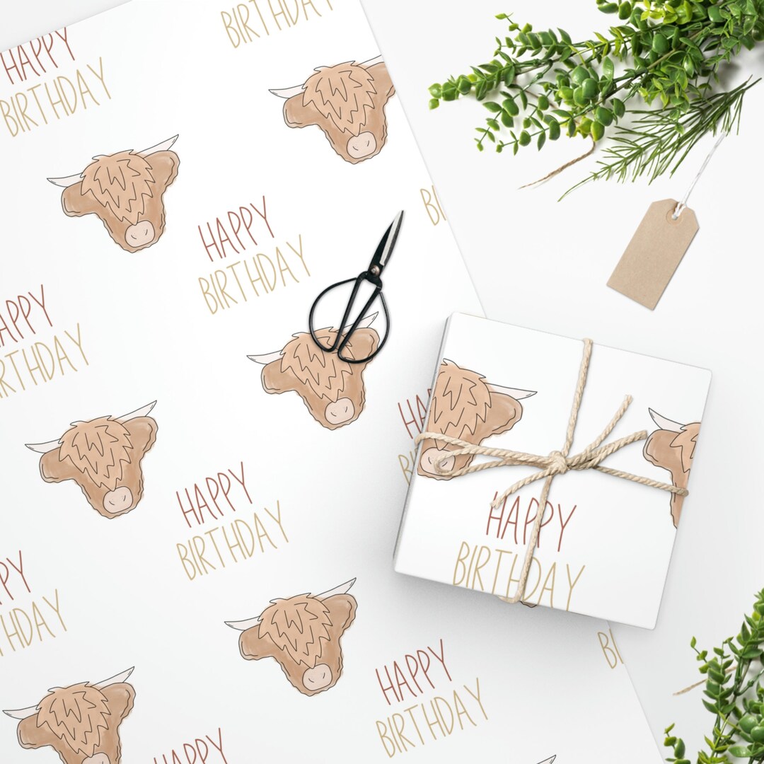 Highland Cow Wrapping Paper Cow Wrapping Paper Roll Cow Etsy