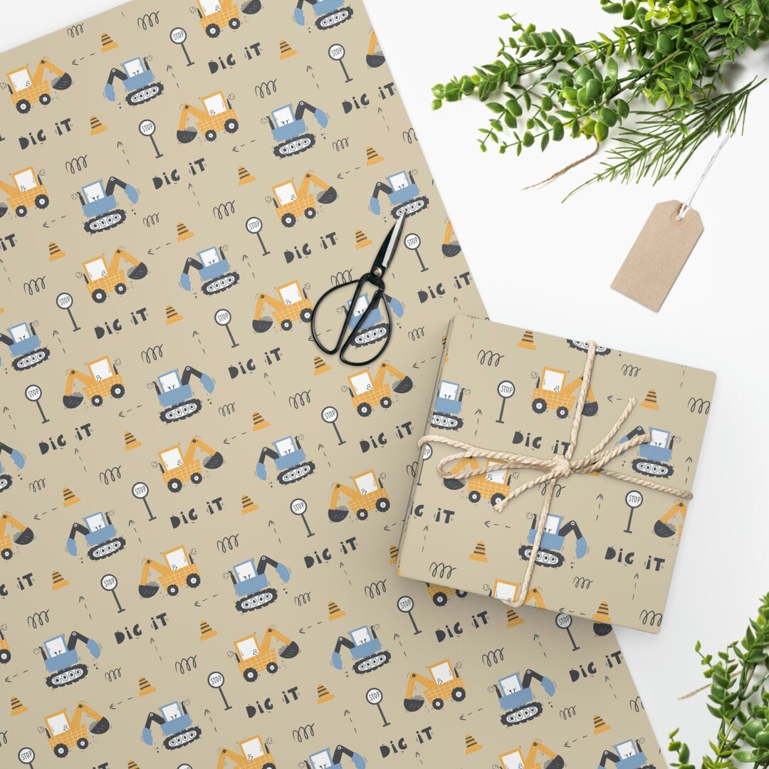 Wrapping Paper Digger Diggers Paper Wrapping Paper Gift Etsy
