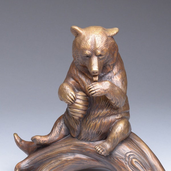 Bronze / Fine Art / Grizzly / Honey Bear / Sculpture by Master Sculptor Artist Lyle Sopel / 14 x 14 x 9 '' Inches