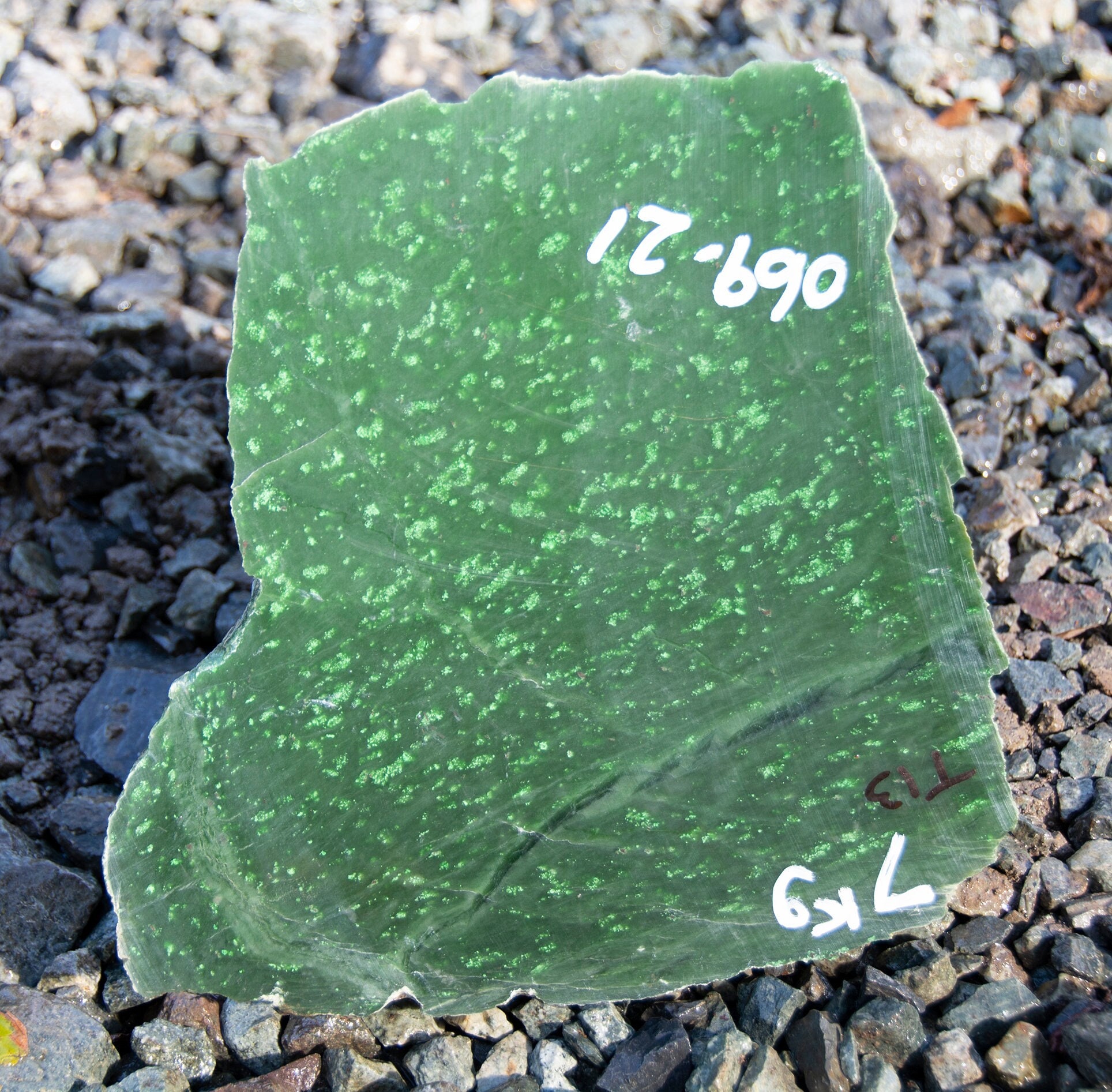 Jade, High Quality, 7 Kg, Chromium Spots, Nephrite, BC Jade, Canadian