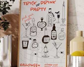 Halloween Trick or Drink Party Print | Potion Bottle Decor (Digital Download)