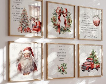 Conjunto de pôsteres de Natal para parede | Decoração de Natal (Download Digital)