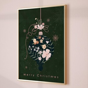 Floral Christmas Bauble Print | Elegant Xmas Ornament Wall Art (Digital Download)