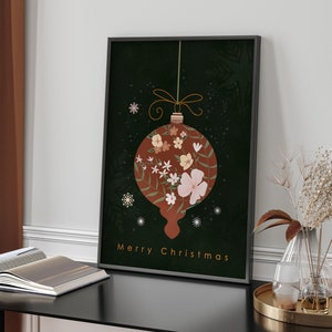 Floral Christmas Bauble Print | Elegant Xmas Wall Art (Digital Download)