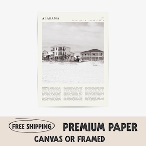 Impression de plage de l'Alabama | affiche de voyage du sud des Etats-Unis | Idée cadeau d'art mural côtier vintage