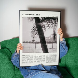 Pôster vintage da Ilha de Siargao, Filipinas | Impressão artística de viagem com palmeiras e calçadão de surf Cloud 9 imagem 2