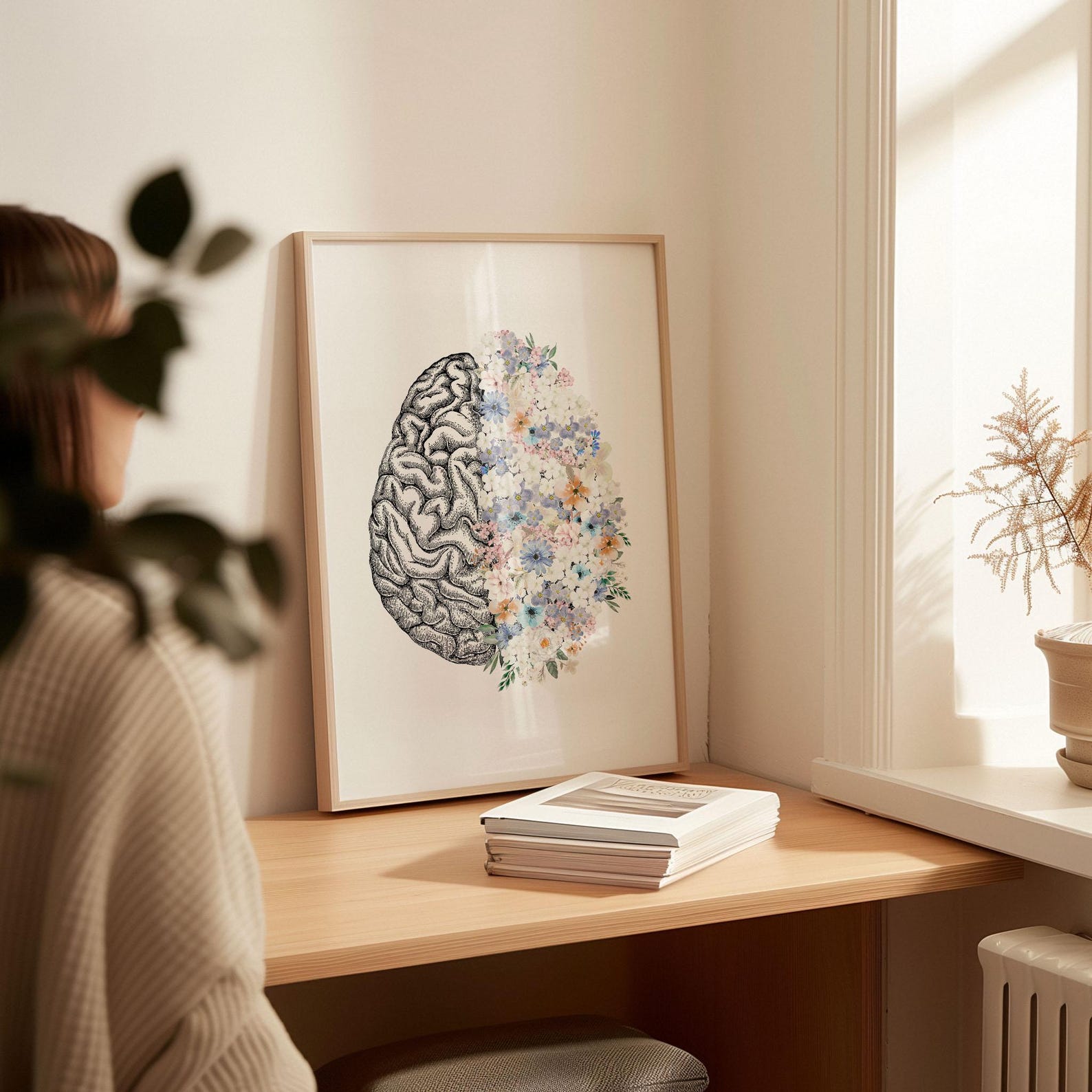 Floral Brain Anatomy Print | Medical Wall Art (digital Download) - Etsy