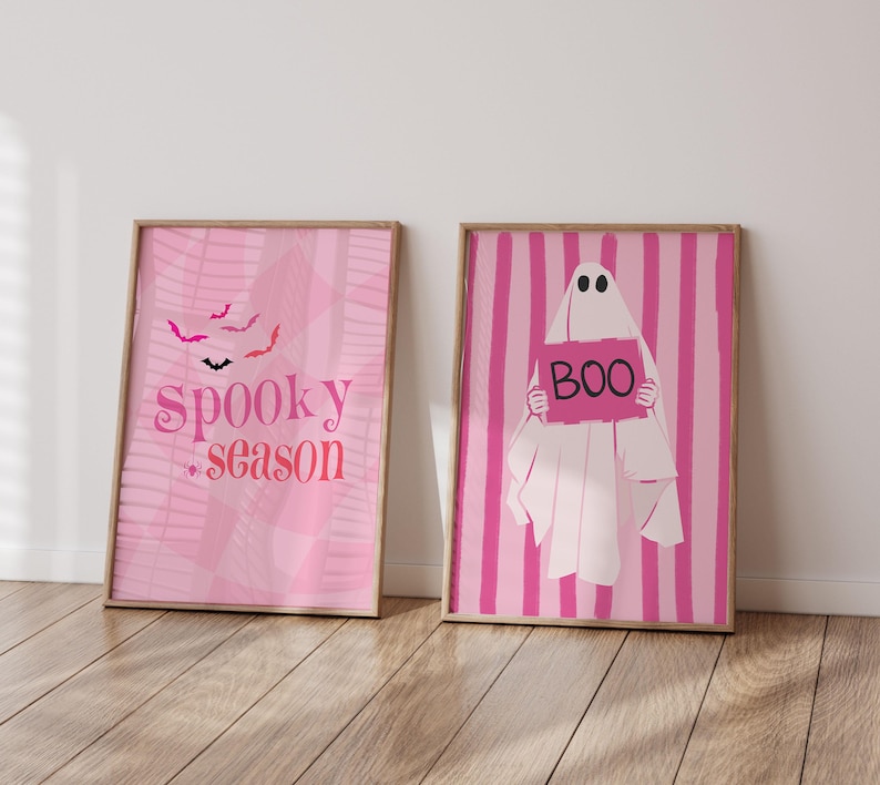 Pink Boo Printable Printable Set of 2 Pink Halloween | Funny Boo Print | Spooky Season ...