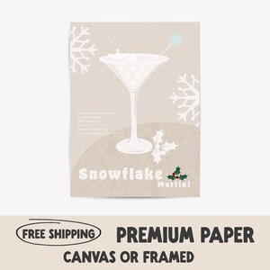 Kerstsneeuwvlokcocktail | Feestelijke cheers-print | Witte kerstdrankje | Vrolijk en helder barwagendecor | Kerstfeest