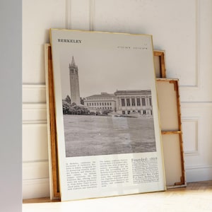 Printable Berkeley California Black & White Campus Poster | Vintage Academic Wall Art Print | Perfect Gift Idea for Alumni and Scholars