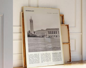 Berkeley College Poster | Vintage Schwarz & Weiß Wandbild (Digitaler Download)