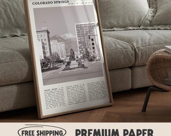 Colorado Springs Print | Vintage Pikes Peak, Mountain Travel Poster