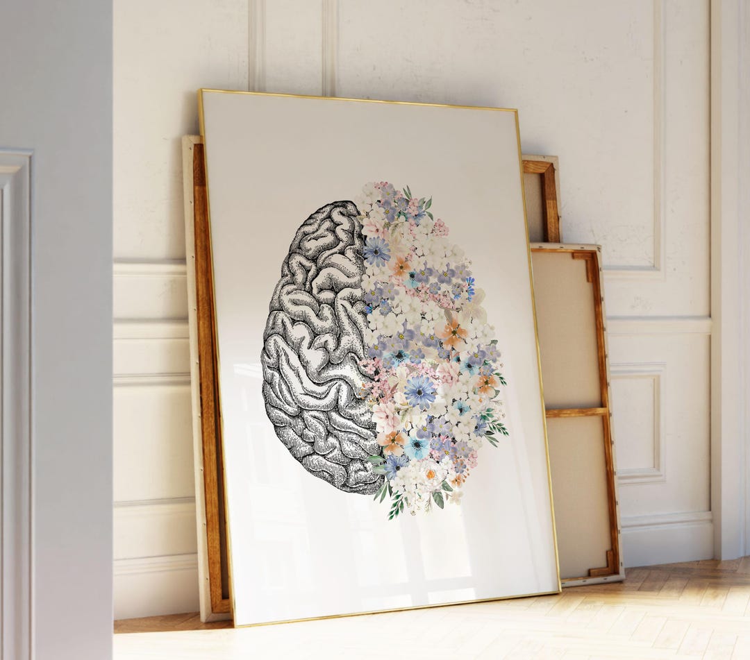 Floral Brain Anatomy Print | Medical Wall Art (digital Download) - Etsy