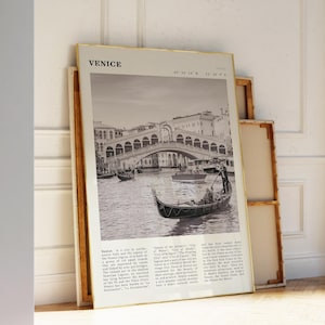 Printable Venice Black & White Print | Rialto Bridge Wall Art | Italy Poster | Perfect Gift for Venice Lovers