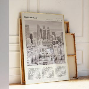Affiche imprimable en noir et blanc de la ville de Montréal | impression vintage de la ville de Québec | Cadeau élégant pour les amoureux des villes