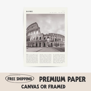 Rome Black & White Print | Colosseum Wall Art | Perfect Gift for Italy Lovers