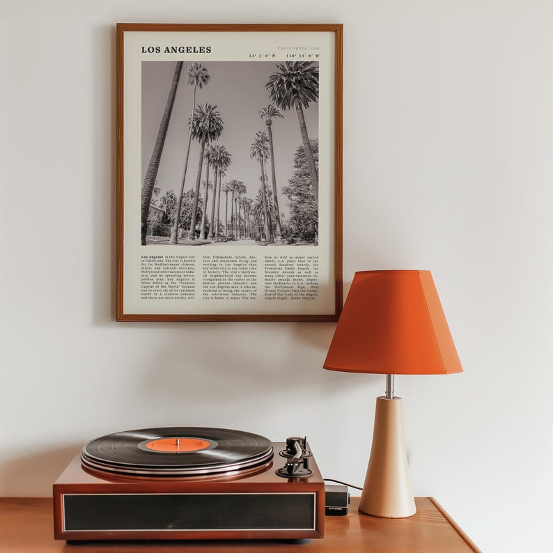Vintage Los Angeles Cityscape Print | Black & White California Poster (Digital Download) image 4