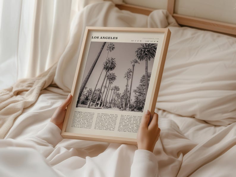 Vintage Los Angeles Cityscape Print | Black & White California Poster (Digital Download) image 2