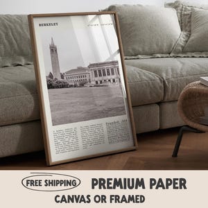 Berkeley California Black & White Campus Poster | Vintage Academic Wall Art Print | Perfect Gift Idea for Alumni and Scholars